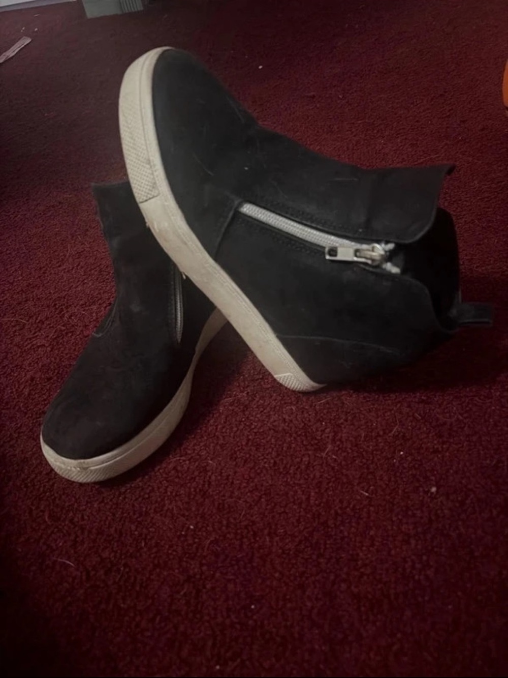 Kids Black Zip-Detail Slip-On Boot Sneakers